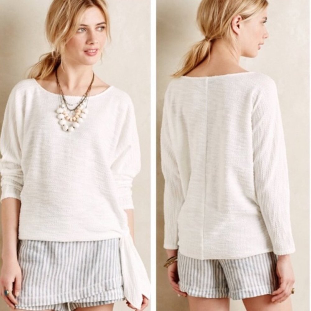 Sunday in Brooklyn Anthropologie White Lightweight Knit Boatneck Top